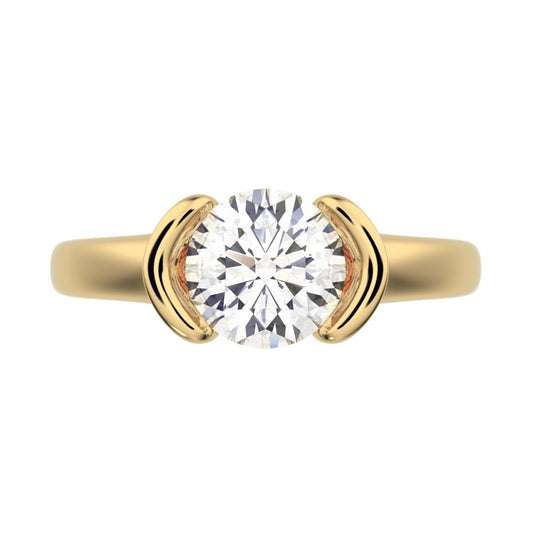 1 ct Round Cut Moissanite anniversary classic solitaire tension vintage 14K / 18K Solid Yellow Gold engagement ring