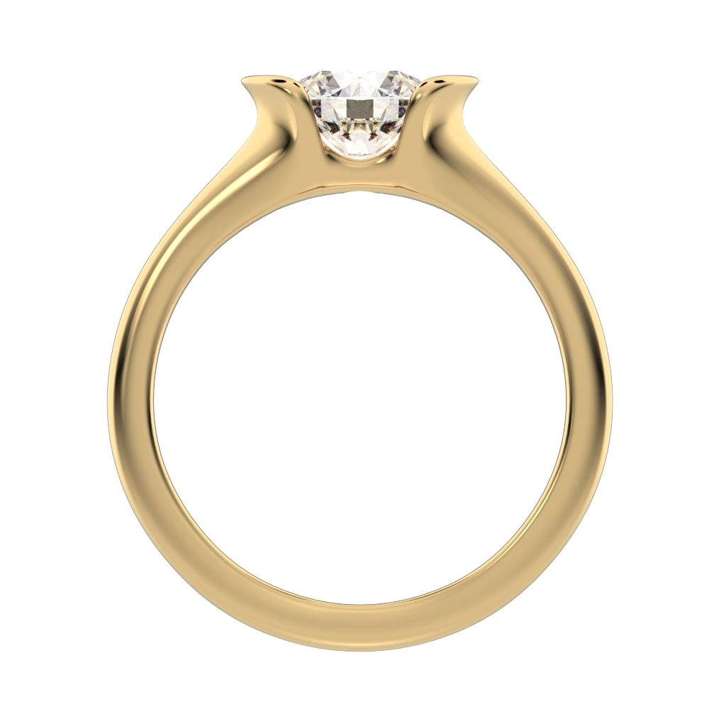 1 ct Round Cut Simulated Clear Diamond anniversary classic solitaire tension vintage 14K / 18K Solid Yellow Gold engagement ring