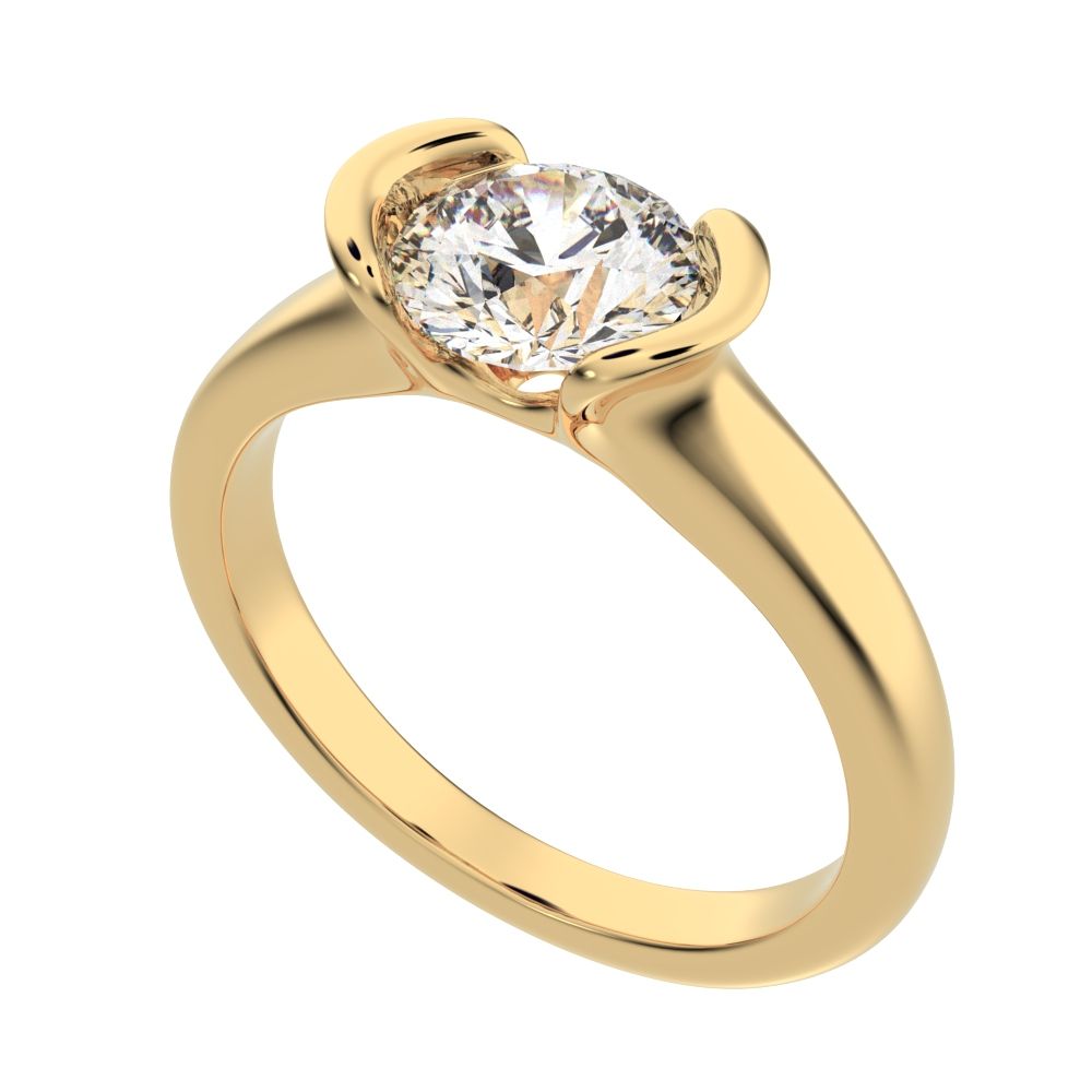 1 ct Round Cut Moissanite anniversary classic solitaire tension vintage 14K / 18K Solid Yellow Gold engagement ring