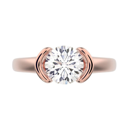 1 ct Round Cut Simulated Clear Diamond anniversary classic solitaire tension vintage 14K / 18K Solid Rose Gold engagement ring