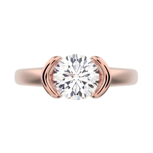 1 ct Round Cut Simulated Clear Diamond anniversary classic solitaire tension vintage 14K / 18K Solid Rose Gold engagement ring