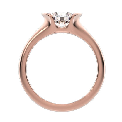 1 ct Round Cut Simulated Clear Diamond anniversary classic solitaire tension vintage 14K / 18K Solid Rose Gold engagement ring