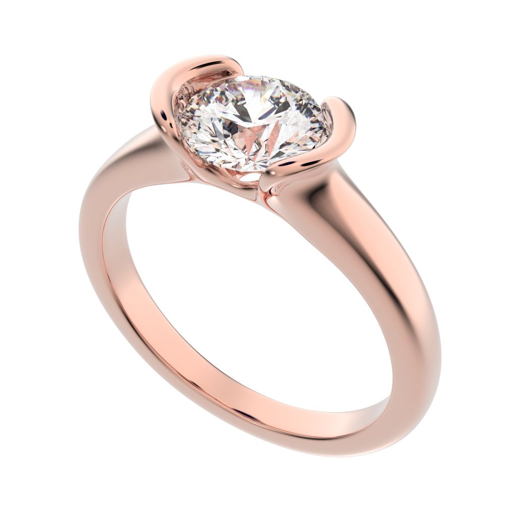1 ct Round Cut Moissanite anniversary classic solitaire tension vintage 14K / 18K Solid Rose Gold engagement ring