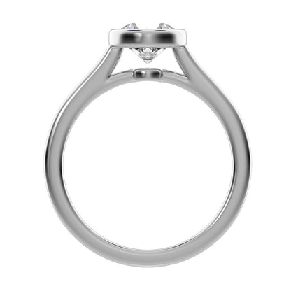 1.28 ct Round Cut Simulated Clear Diamond anniversary classic solitaire bezel vintage 14K / 18K Solid White Gold engagement ring
