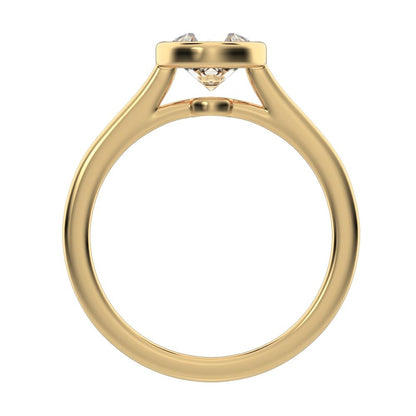 1.28 ct Round Cut Moissanite anniversary classic solitaire bezel vintage 14K / 18K Solid Yellow Gold engagement ring