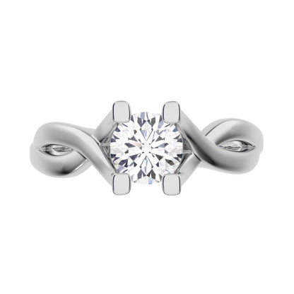 0.46 ct Round Cut Moissanite anniversary classic solitaire split shank infinity knot 14K / 18K Solid White Gold engagement ring