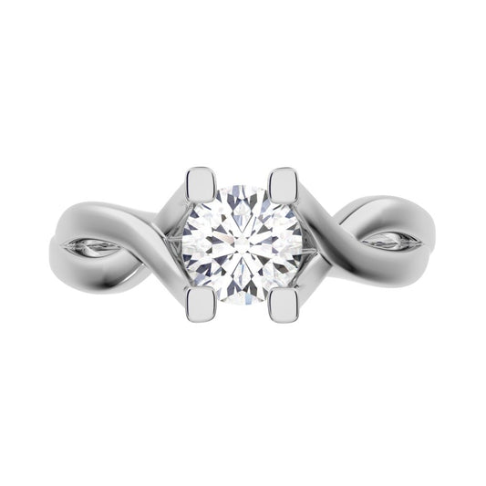 0.46 ct Round Cut Moissanite anniversary classic solitaire split shank infinity knot 14K / 18K Solid White Gold engagement ring