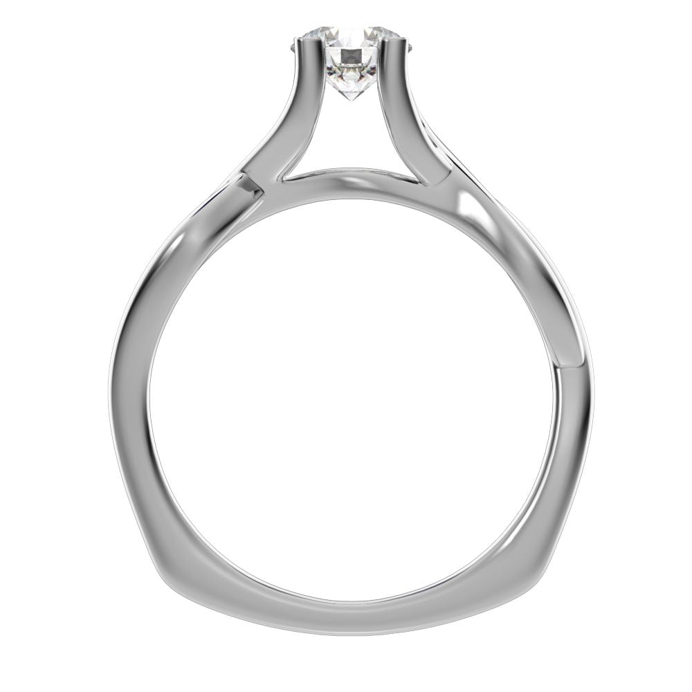 0.46 ct Round Cut Moissanite anniversary classic solitaire split shank infinity knot 14K / 18K Solid White Gold engagement ring