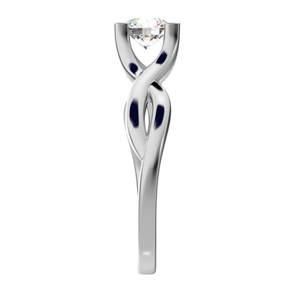 0.46 ct Round Cut Moissanite anniversary classic solitaire split shank infinity knot 14K / 18K Solid White Gold engagement ring