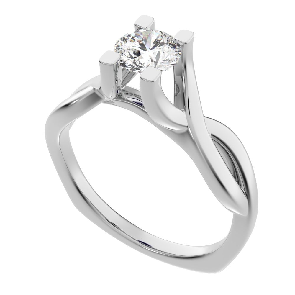 0.46 ct Round Cut Moissanite anniversary classic solitaire split shank infinity knot 14K / 18K Solid White Gold engagement ring