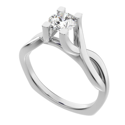 0.46 ct Round Cut Moissanite anniversary classic solitaire split shank infinity knot 14K / 18K Solid White Gold engagement ring