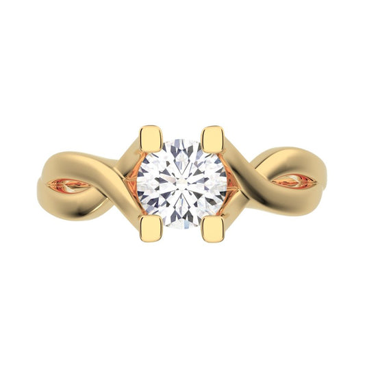 0.46 ct Round Cut Moissanite anniversary classic solitaire split shank infinity knot 14K / 18K Solid Yellow Gold engagement ring