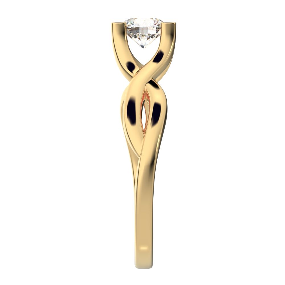 0.46 ct Round Cut Moissanite anniversary classic solitaire split shank infinity knot 14K / 18K Solid Yellow Gold engagement ring