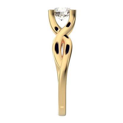 0.46 ct Round Cut Moissanite anniversary classic solitaire split shank infinity knot 14K / 18K Solid Yellow Gold engagement ring