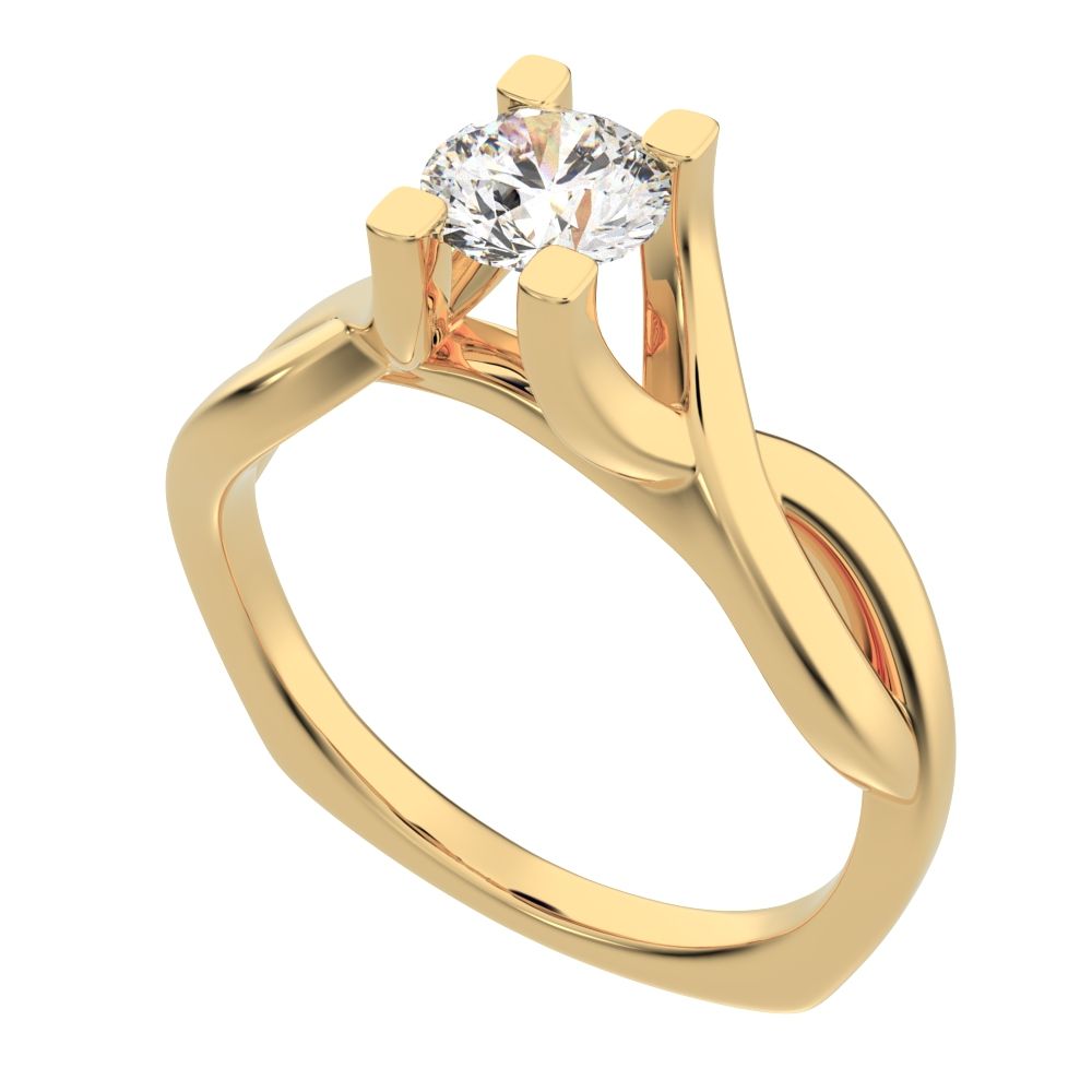 0.46 ct Round Cut Moissanite anniversary classic solitaire split shank infinity knot 14K / 18K Solid Yellow Gold engagement ring