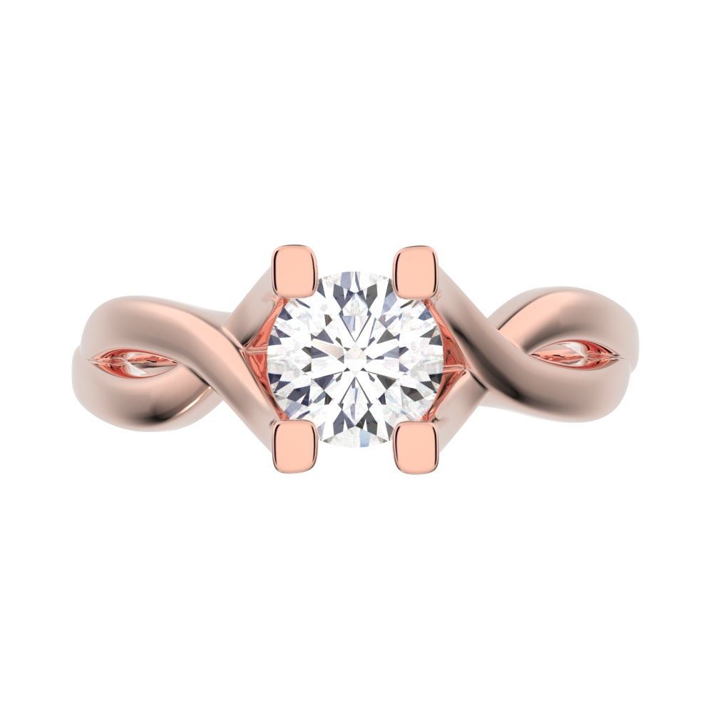 0.46 ct Round Cut Moissanite anniversary classic solitaire split shank infinity knot 14K / 18K Solid Rose Gold engagement ring
