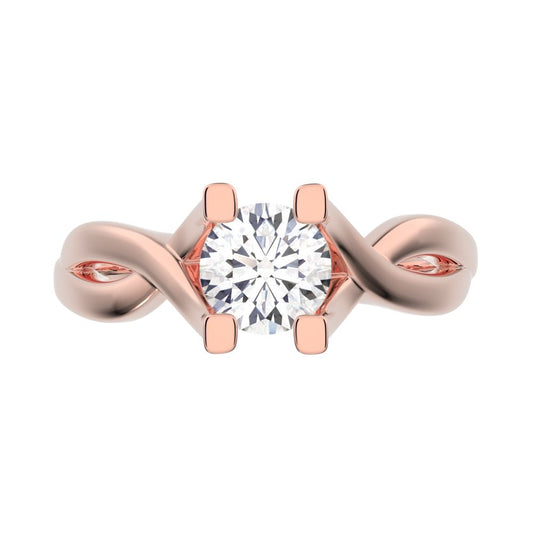 0.46 ct Round Cut Moissanite anniversary classic solitaire split shank infinity knot 14K / 18K Solid Rose Gold engagement ring