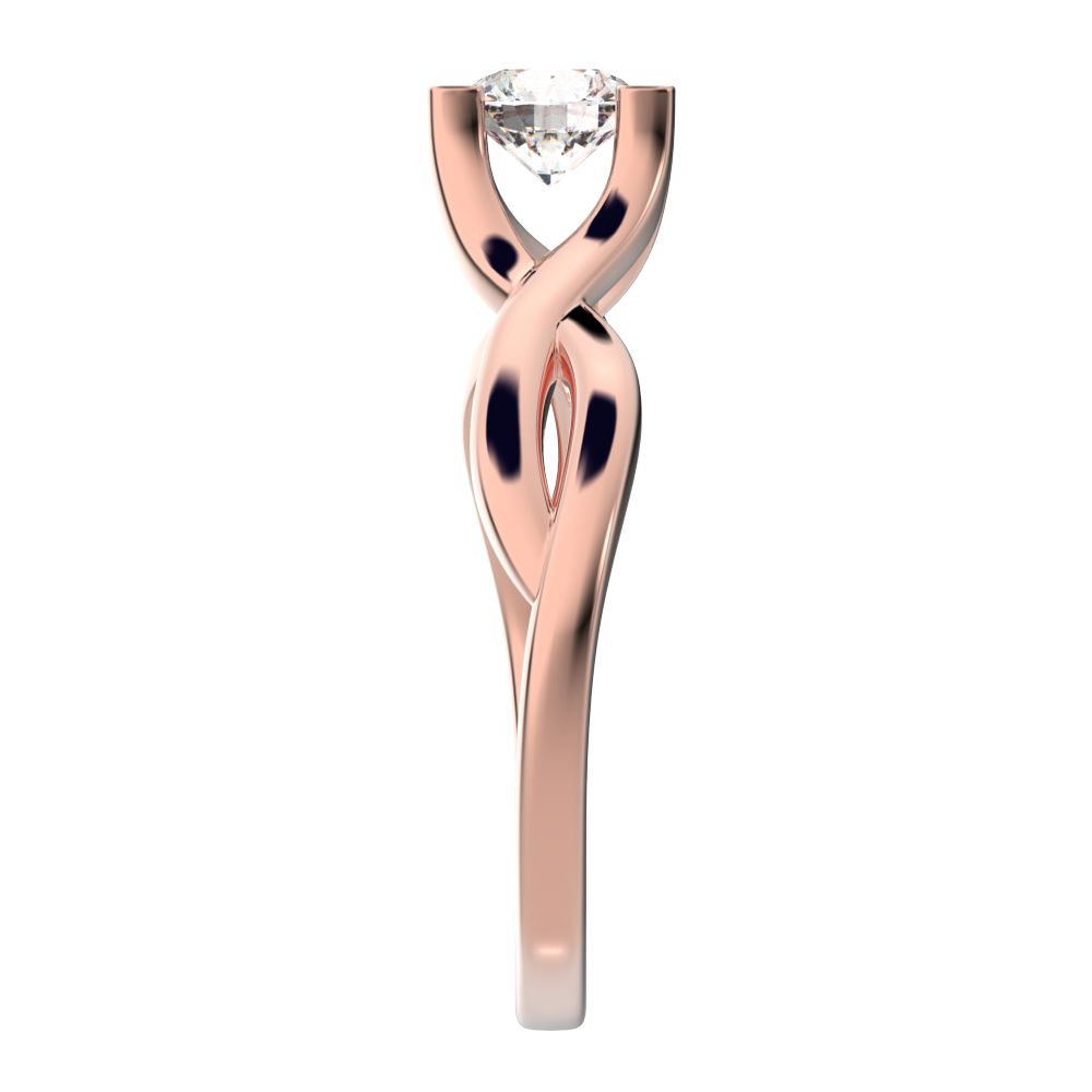 0.46 ct Round Cut Moissanite anniversary classic solitaire split shank infinity knot 14K / 18K Solid Rose Gold engagement ring