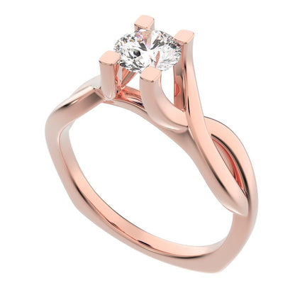 0.46 ct Round Cut Moissanite anniversary classic solitaire split shank infinity knot 14K / 18K Solid Rose Gold engagement ring