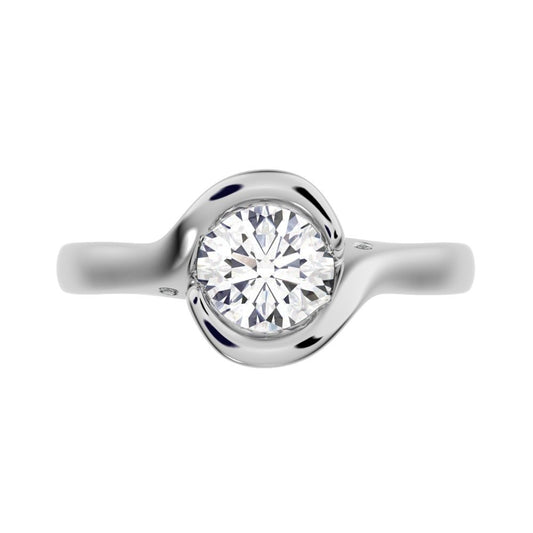 0.67 ct Round Cut Simulated Clear Diamond dainty classic solitaire infinity eye vintage 14K / 18K Solid White Gold engagement ring