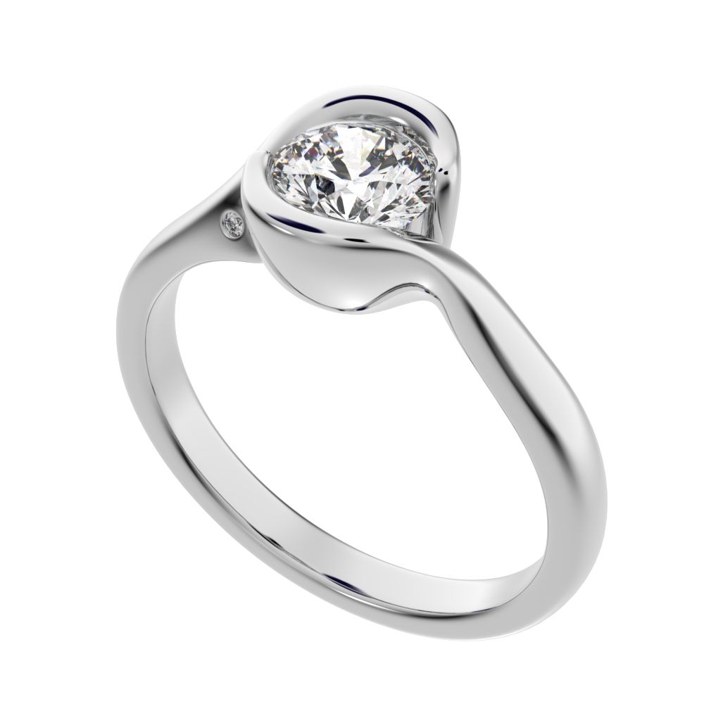 0.67 ct Round Cut Moissanite dainty classic solitaire infinity eye vintage 14K / 18K Solid White Gold engagement ring