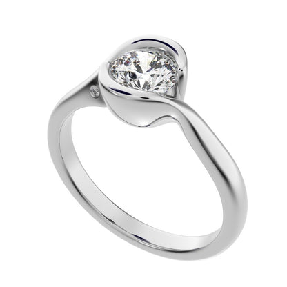 0.67 ct Round Cut Moissanite dainty classic solitaire infinity eye vintage 14K / 18K Solid White Gold engagement ring