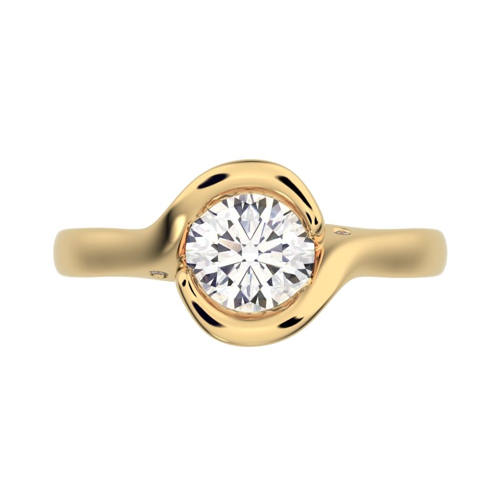 0.67 ct Round Cut Moissanite dainty classic solitaire infinity eye vintage 14K / 18K Solid Yellow Gold engagement ring