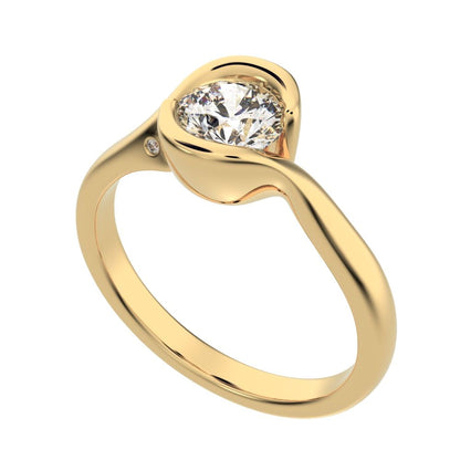 0.67 ct Round Cut Simulated Clear Diamond dainty classic solitaire infinity eye vintage 14K / 18K Solid Yellow Gold engagement ring