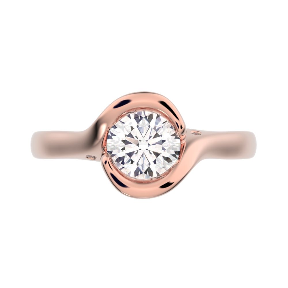 0.67 ct Round Cut Moissanite anniversary classic solitaire infinity eye vintage 14K / 18K Solid Rose Gold engagement ring