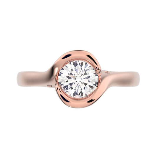 0.67 ct Round Cut Moissanite anniversary classic solitaire infinity eye vintage 14K / 18K Solid Rose Gold engagement ring