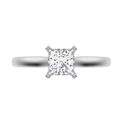 0.53 ct Princess Cut Moissanite anniversary solitaire classic vintage 14K / 18K Solid White Gold engagement ring