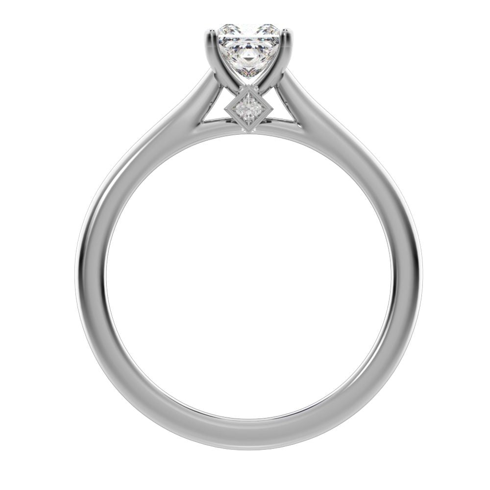 0.53 ct Princess Cut Simulated Clear Diamond anniversary solitaire classic vintage 14K / 18K Solid White Gold engagement ring