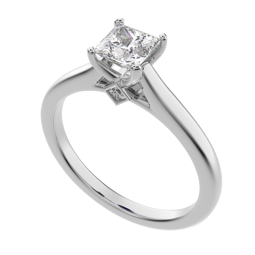 0.53 ct Princess Cut Moissanite anniversary solitaire classic vintage 14K / 18K Solid White Gold engagement ring