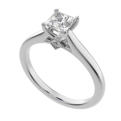 0.53 ct Princess Cut Moissanite anniversary solitaire classic vintage 14K / 18K Solid White Gold engagement ring