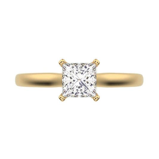 0.53 ct Princess Cut Moissanite anniversary solitaire classic vintage 14K / 18K Solid Yellow Gold engagement ring
