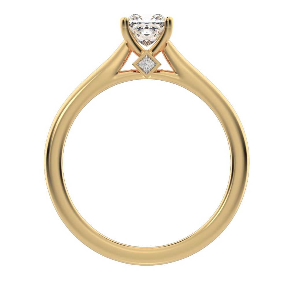 0.53 ct Princess Cut Simulated Clear Diamond anniversary solitaire classic vintage 14K / 18K Solid Yellow Gold engagement ring