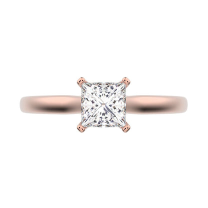 0.53 ct Princess Cut Moissanite anniversary solitaire classic vintage 14K / 18K Solid Rose Gold engagement ring