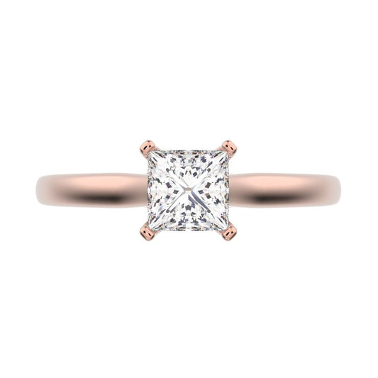 0.53 ct Princess Cut Moissanite anniversary solitaire classic vintage 14K / 18K Solid Rose Gold engagement ring