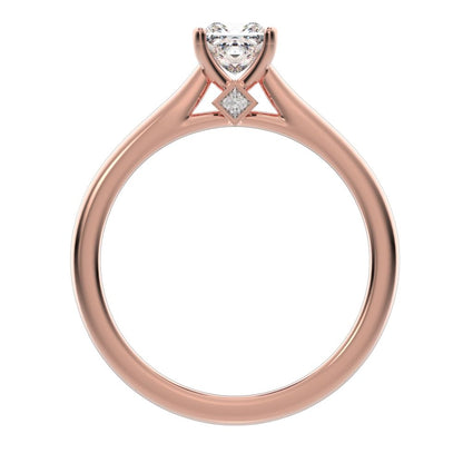 0.53 ct Princess Cut Simulated Clear Diamond anniversary solitaire classic vintage 14K / 18K Solid Rose Gold engagement ring