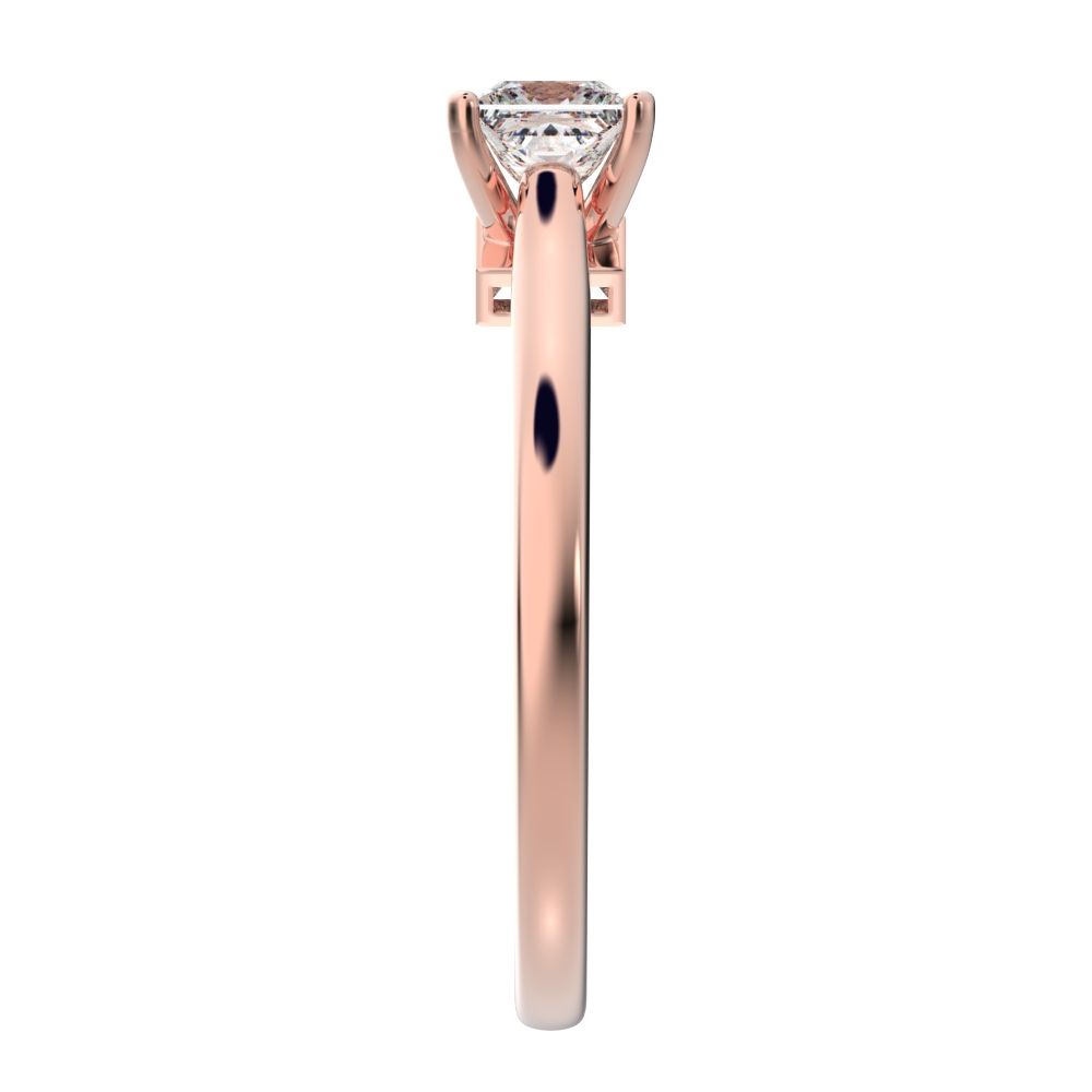 0.53 ct Princess Cut Simulated Clear Diamond anniversary solitaire classic vintage 14K / 18K Solid Rose Gold engagement ring