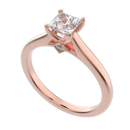 0.53 ct Princess Cut Moissanite anniversary solitaire classic vintage 14K / 18K Solid Rose Gold engagement ring