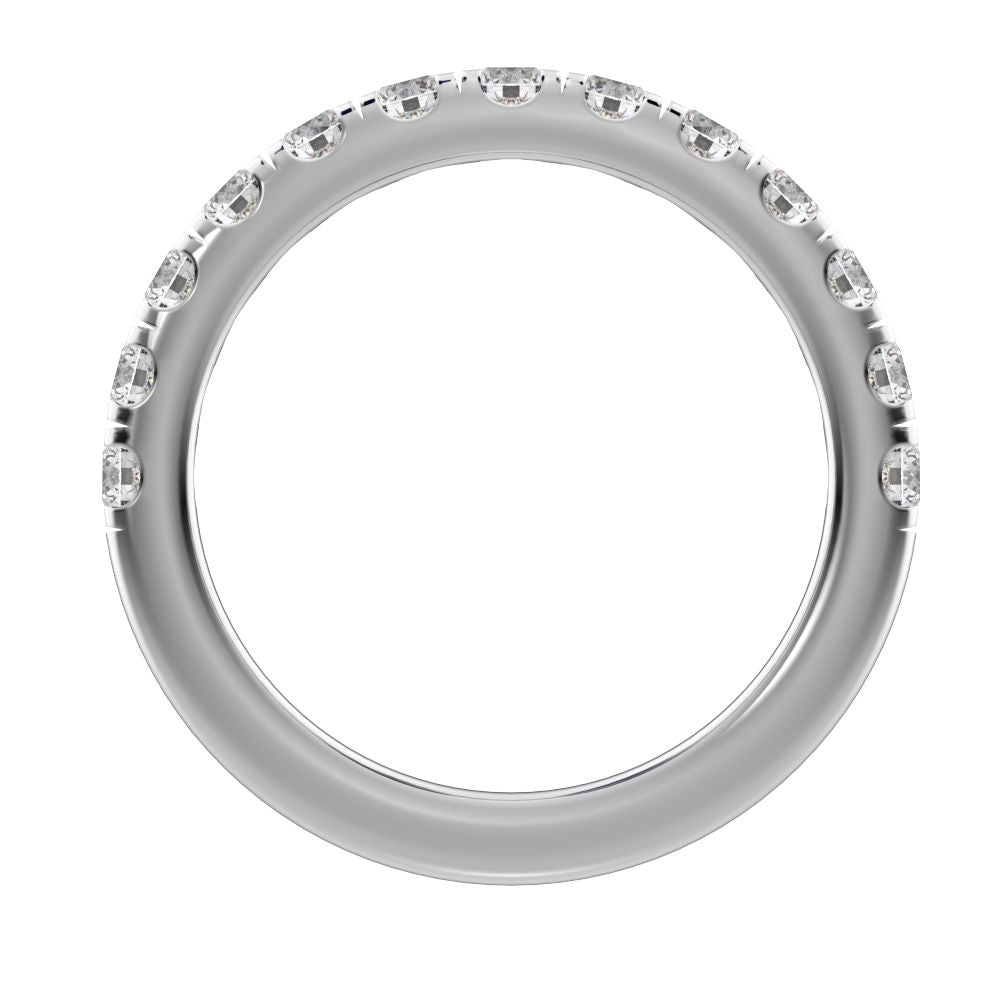 1.04 ct Round Cut Moissanite dainty Minimalist prong Stackable half eternity vintage 14K / 18K Solid White Gold everyday wedding band