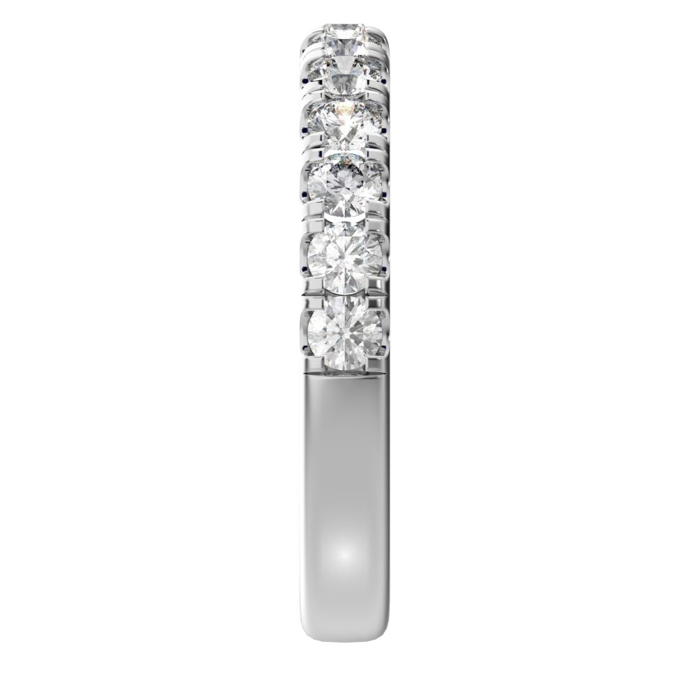 1.04 ct Round Cut Moissanite dainty Minimalist prong Stackable half eternity vintage 14K / 18K Solid White Gold everyday wedding band