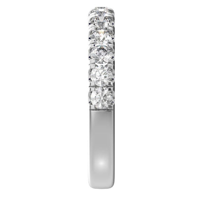 1.04 ct Round Cut Moissanite dainty Minimalist prong Stackable half eternity vintage 14K / 18K Solid White Gold everyday wedding band