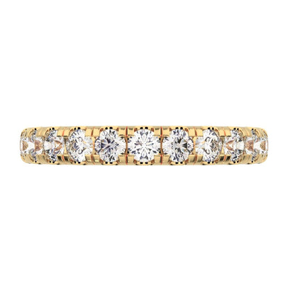 1.04 ct Round Cut Moissanite dainty Minimalist prong Stackable half eternity vintage 14K / 18K Solid Yellow Gold everyday wedding band