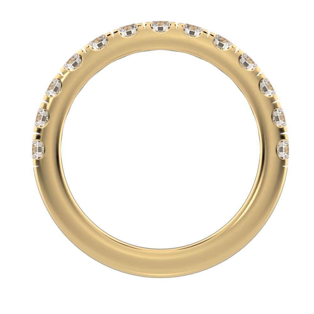 1.04 ct Round Cut Simulated Clear Diamond dainty Minimalist prong Stackable half eternity 14K / 18K Solid Yellow Gold everyday wedding band