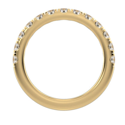 1.04 ct Round Cut Simulated Clear Diamond dainty Minimalist prong Stackable half eternity 14K / 18K Solid Yellow Gold everyday wedding band
