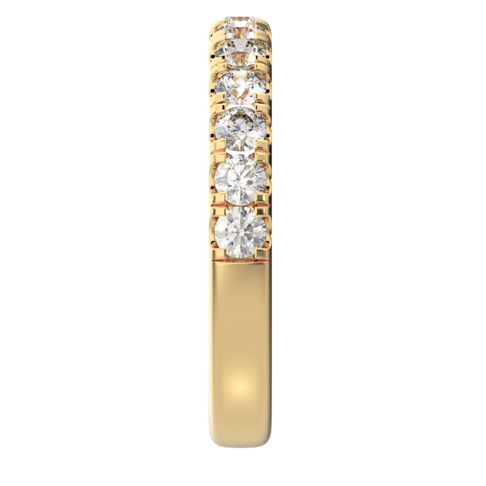 1.04 ct Round Cut Simulated Clear Diamond dainty Minimalist prong Stackable half eternity 14K / 18K Solid Yellow Gold everyday wedding band