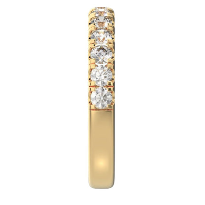 1.04 ct Round Cut Simulated Clear Diamond dainty Minimalist prong Stackable half eternity 14K / 18K Solid Yellow Gold everyday wedding band