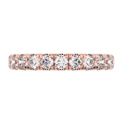 1.04 ct Round Cut Moissanite dainty Minimalist prong Stackable half eternity vintage 14K / 18K Solid Rose Gold everyday wedding band